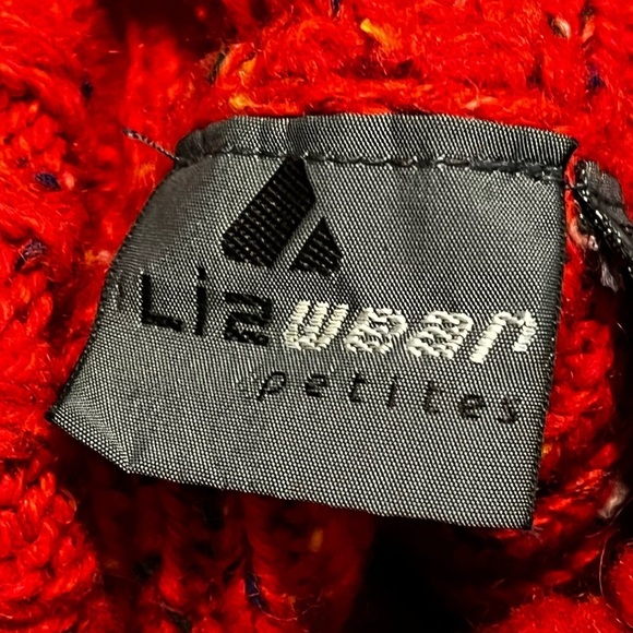 Vintage Lizwear Sweater Chunky Knit Turtleneck Red Nordic Stripes Medium - Picture 8 of 9